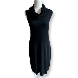 Calvin Kelin Black Cowl Neck Wool Sleeveless Sweater Dress Size Medium